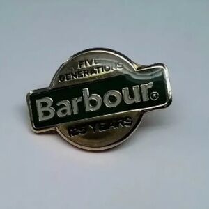 Barbour Five Generations 125 Year Anniversary Green And Gold Enamel Pin